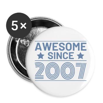 Anniversaire Rétro Génial depuis 2007 - Lot de 5 petits badges (25 mm) - blanc - Devant