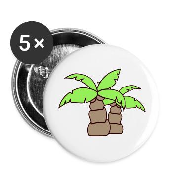 2 Palmen Insel Baum Strand Urlaub Kokosnuss Meer - Buttons klein 25 mm (5er Pack) - Weiß - Vorne