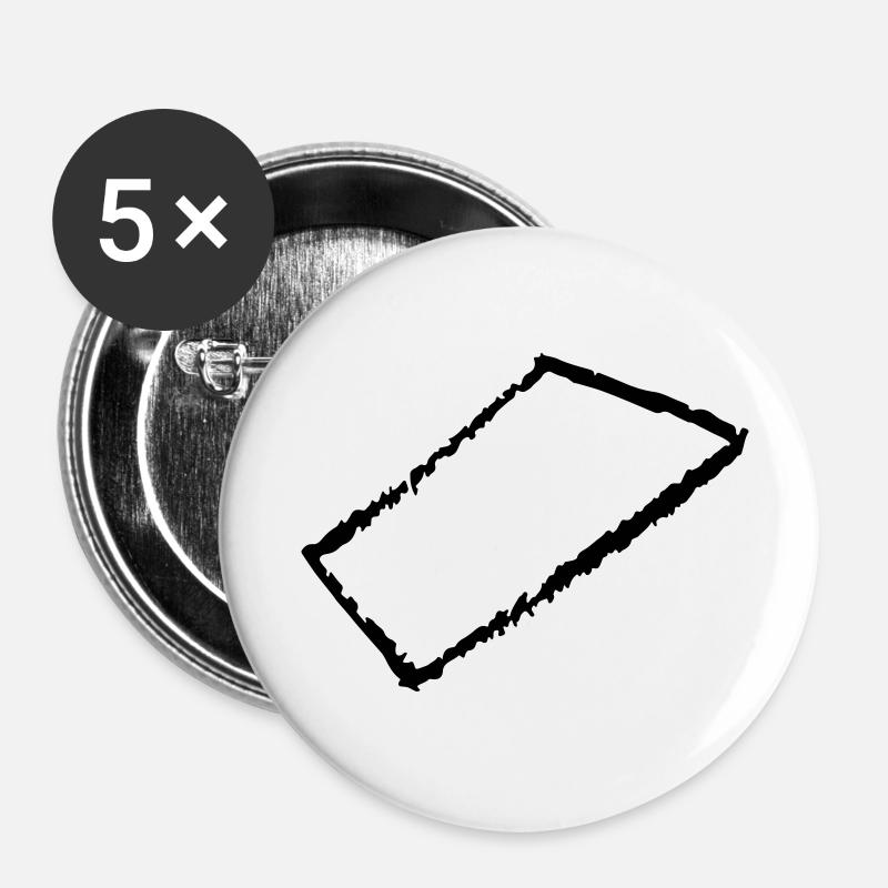 rechteck - Buttons klein 25 mm (5er Pack) - Weiß