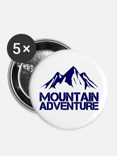 mountain adventure - Buttons klein 25 mm (5er Pack) - Weiß