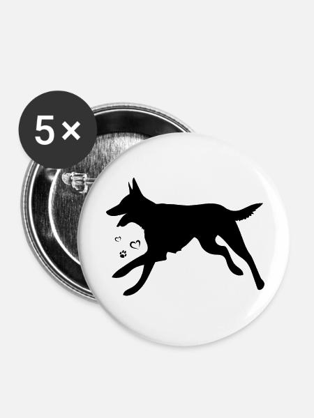 Belgischer Malinois-Schäferhund - Buttons klein 25 mm (5er Pack) - Weiß