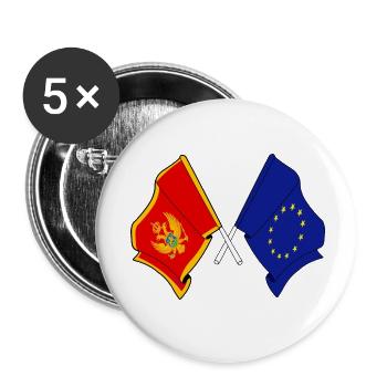 Flagge Montenegro, Flagge Europa - Buttons klein 25 mm (5er Pack) - Weiß - Vorne