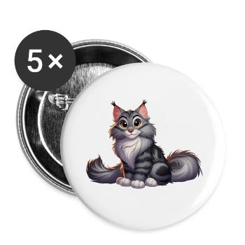 Maine Coon 10 - Buttons klein 25 mm (5er Pack) - Weiß - Vorne