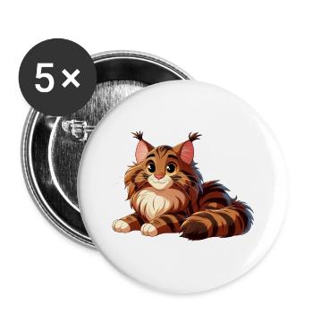 Maine Coon 14 - Buttons klein 25 mm (5er Pack) - Weiß - Vorne