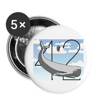 H2G2 Fan Art. Sperm whale and petunia falling. 42 - Buttons small 1''/25 mm (5-pack) - white - Front