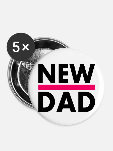 New dad - Buttons klein 25 mm (5er Pack) - Weiß