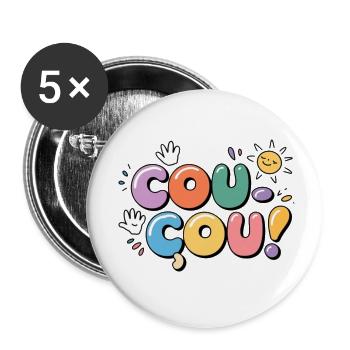 Coucou - Message en Douceur - Lot de 5 petits badges (25 mm) - blanc - Devant