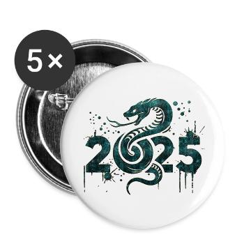 Fantasy Drache Anime Drachenkopf Mythos Reptilienschlange - Buttons klein 25 mm (5er Pack) - Weiß - Vorne