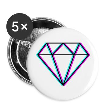 Diamant - Neonfarben Design - Buttons klein 25 mm (5er Pack) - Weiß - Vorne