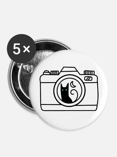 Katzenkamera - Buttons klein 25 mm (5er Pack) - Weiß