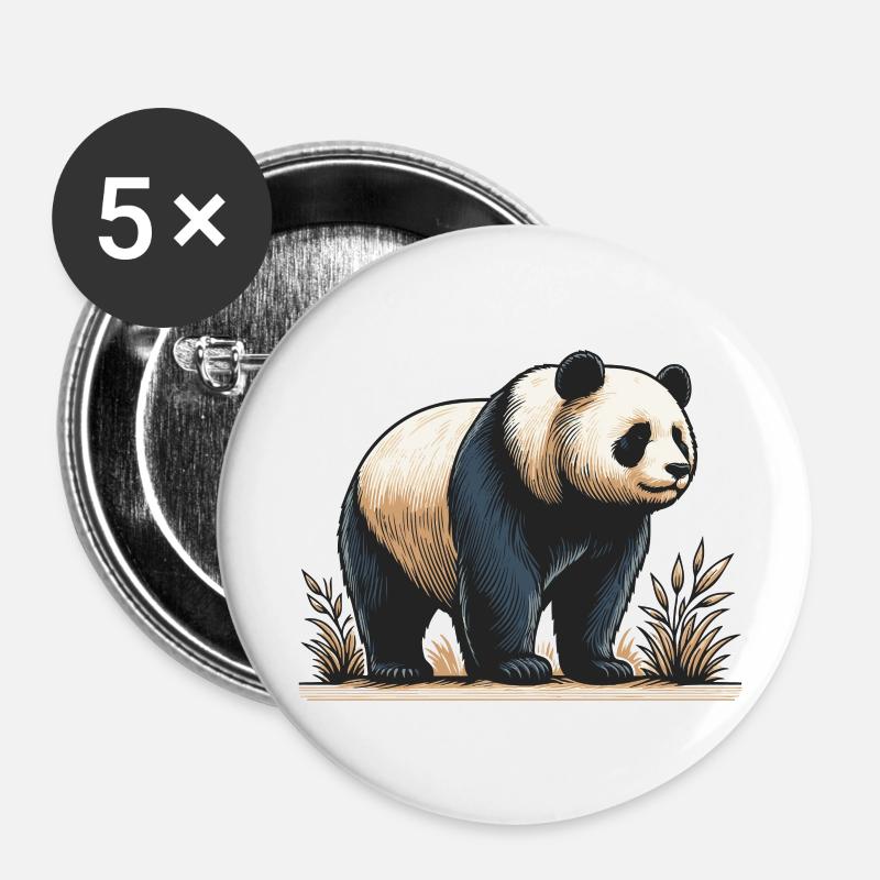 Panda - Buttons klein 25 mm (5er Pack) - Weiß