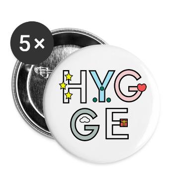 HYGGE2 - Lot de 5 petits badges (25 mm) - blanc - Devant