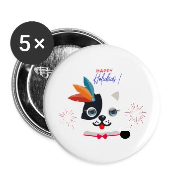 Greetings from a blue-eyed cat. - Buttons small 1''/25 mm (5-pack) - white - Front