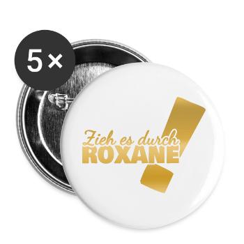 Prénom Roxane - Lot de 5 petits badges (25 mm) - blanc - Devant
