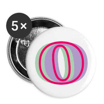 Multicolored letter o - Buttons small 1''/25 mm (5-pack) - white - Front