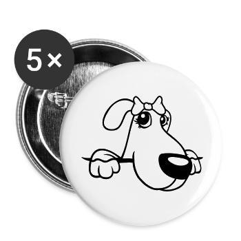 Dog Behind Wall Pretty Lady Bow Female - Buttons small 1''/25 mm (5-pack) - white - Front