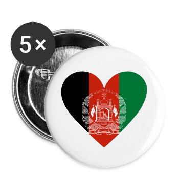 Afghanistan Heart - Buttons klein 25 mm (5er Pack) - Weiß - Vorne