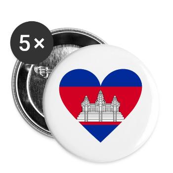 Cambodia Heart - Buttons klein 25 mm (5er Pack) - Weiß - Vorne