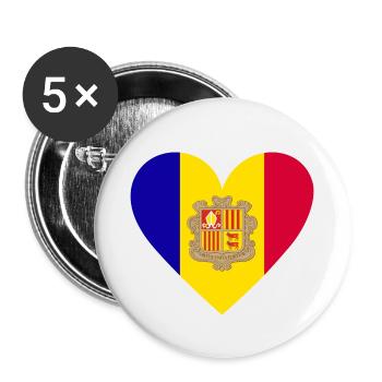 Andorra Heart - Buttons small 1''/25 mm (5-pack) - white - Front