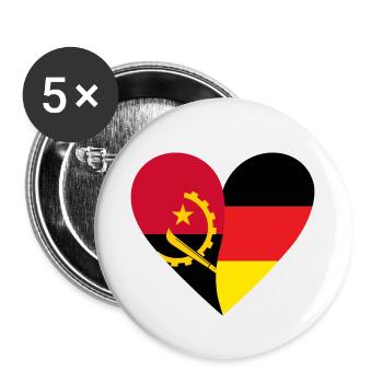 Angola Germany Heart - Buttons klein 25 mm (5er Pack) - Weiß - Vorne