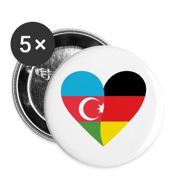 Azerbaijan Germany Heart - Buttons small 1''/25 mm (5-pack) - white - Front