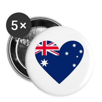 Australia Heart - Buttons klein 25 mm (5er Pack) - Weiß - Vorne