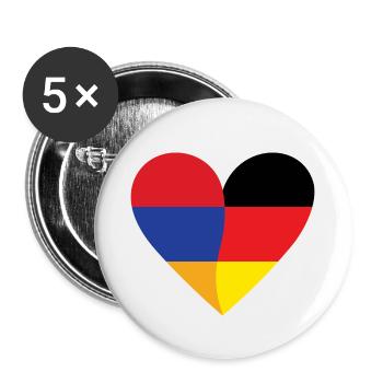 Armenia Germany Heart - Buttons klein 25 mm (5er Pack) - Weiß - Vorne