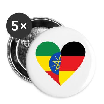 Ethiopia Germany Heart - Buttons small 1''/25 mm (5-pack) - white - Front