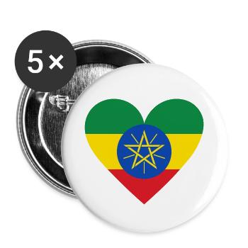 Ethiopia Heart - Buttons small 1''/25 mm (5-pack) - white - Front