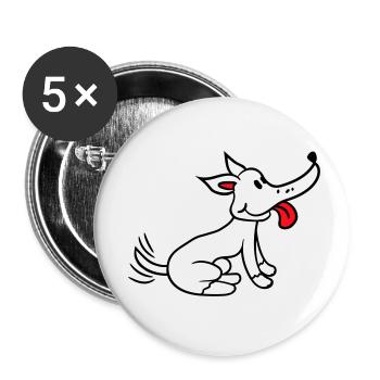 Dog wagging excited cute happy - Buttons small 1''/25 mm (5-pack) - white - Front