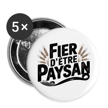Fier d'être Paysan - Lot de 5 petits badges (25 mm) - blanc - Devant