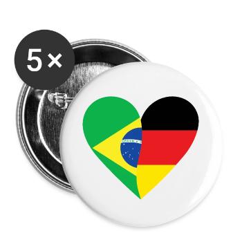 Brésil Allemagne Cœur - Lot de 5 petits badges (25 mm) - blanc - Devant