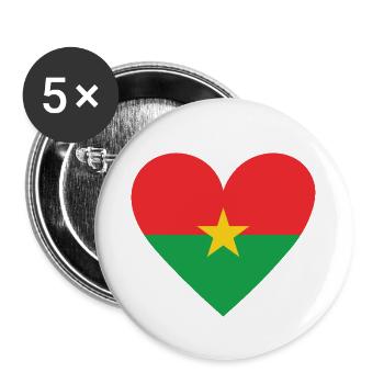 Burkina Faso Heart - Buttons small 1''/25 mm (5-pack) - white - Front