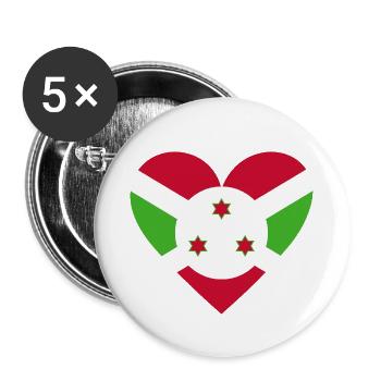 Burundi Heart - Buttons small 1''/25 mm (5-pack) - white - Front