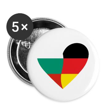 Bulgaria Germany Heart - Buttons small 1''/25 mm (5-pack) - white - Front