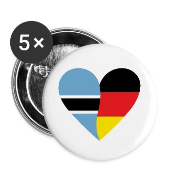 Botswana Germany Heart - Buttons klein 25 mm (5er Pack) - Weiß - Vorne