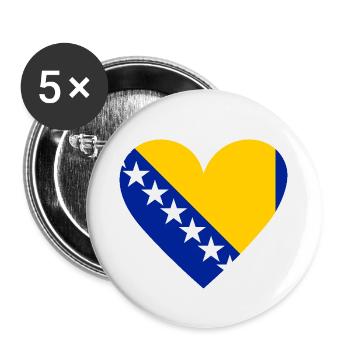 Cœur de Bosnie - Lot de 5 petits badges (25 mm) - blanc - Devant