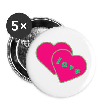 cœurs d’amour - Lot de 5 petits badges (25 mm) - blanc - Devant
