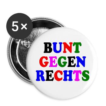 Bunt gegen rechts - Buttons klein 25 mm (5er Pack) - Weiß - Vorne