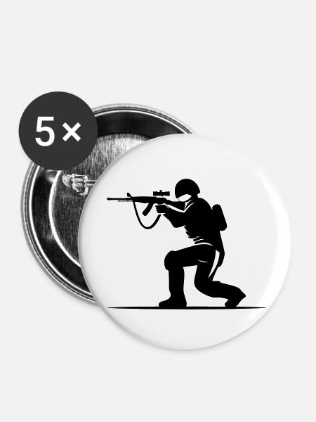 Soldat Symbol - Buttons klein 25 mm (5er Pack) - Weiß