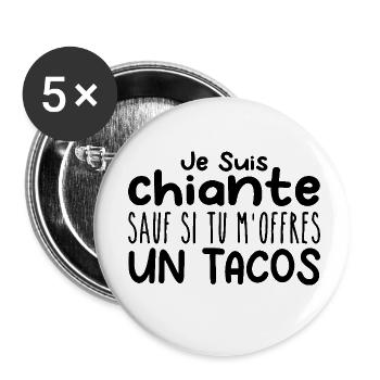 Frau, die liebt: Tacos. Lustiger Design-Humor - Buttons klein 25 mm (5er Pack) - Weiß - Vorne