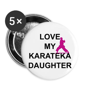 LOVE MY KARATEKA DAUGHTER (Farbakzent) - Buttons klein 25 mm (5er Pack) - Weiß - Vorne