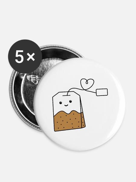 Kawaii Teebeutel - Buttons klein 25 mm (5er Pack) - Weiß