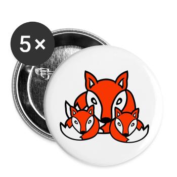 3 Foxes Friends Family Three Kids Crew Team Cute - Buttons small 1''/25 mm (5-pack) - white - Front