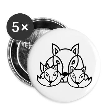 3 Foxes Friends Family Three Kids Crew Team Cute - Buttons small 1''/25 mm (5-pack) - white - Front