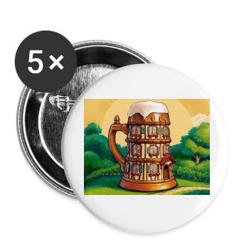 a half-timbered house in the shape of a beer - Buttons small 1''/25 mm (5-pack) - white - Front