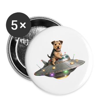 Space Terrier: Journey into the Unknown - Buttons small 1''/25 mm (5-pack) - white - Front