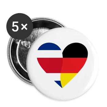 Costa Rica Germany Heart - Buttons klein 25 mm (5er Pack) - Weiß - Vorne