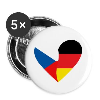 Czech Republic Germany Heart - Buttons klein 25 mm (5er Pack) - Weiß - Vorne