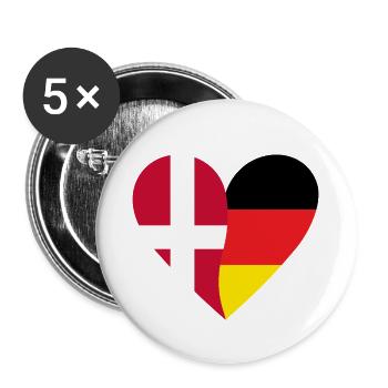 Danemark Allemagne Cœur - Lot de 5 petits badges (25 mm) - blanc - Devant